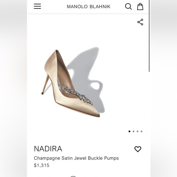 Manolo Blahnik Nadira Champagne Satin Heels Crystal Embellishment  7.5 US - Picture 13 of 16